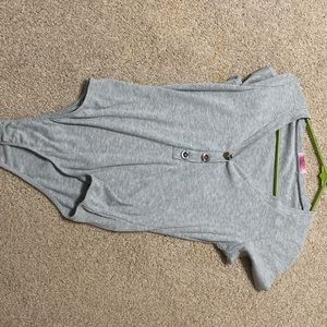 Pink lily bodysuit, grey